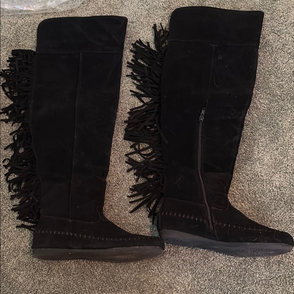 🌻NWT Shoe Dazzle Black Moccasin Over the Knee Boots Size 6.5